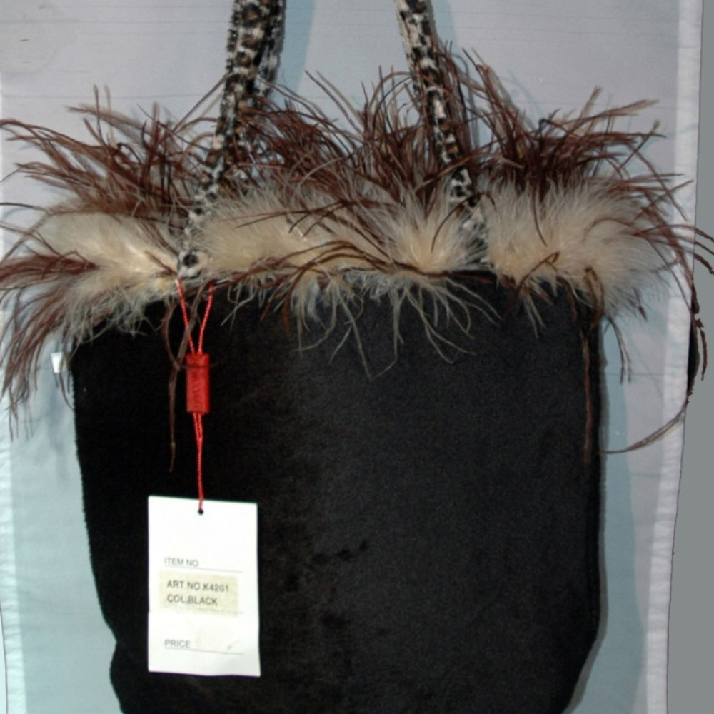 Black-Leopard print Small Fabric Purse